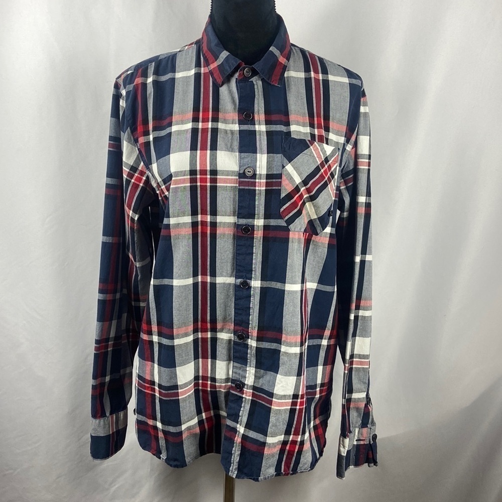 Element Men’s Long Sleeve Button Up Plaid Collared Shirt with Pocket